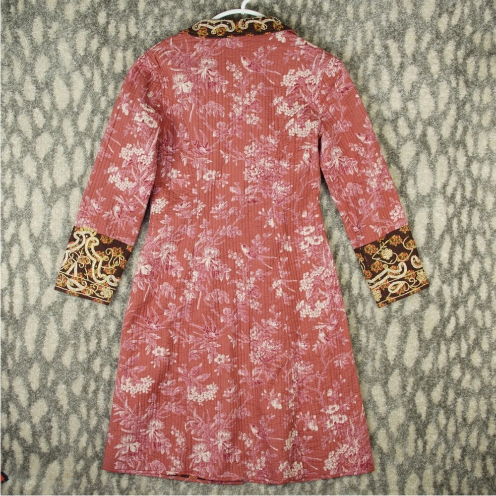 The J. Peterman Company Quilted Coat Jacket Womens Small Floral Embroidered EUC - Picture 2 of 16
